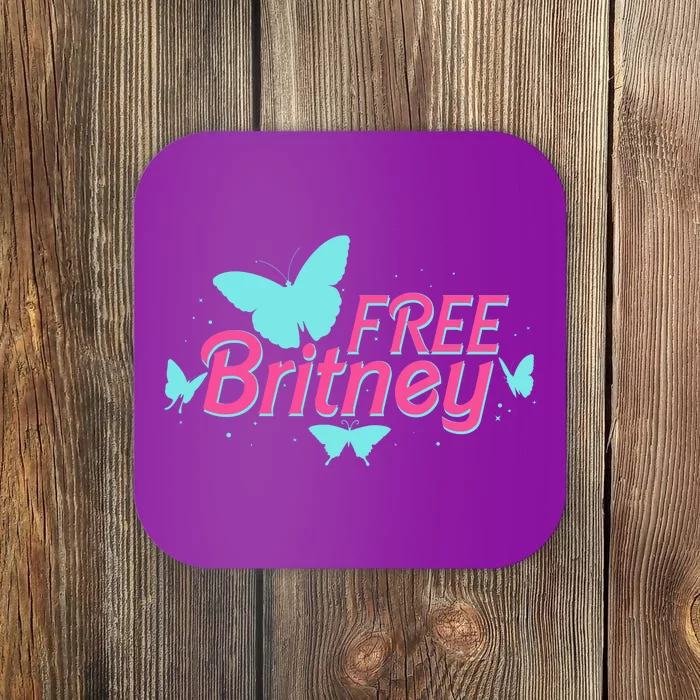 Free Britney Meme Butterflies Coaster