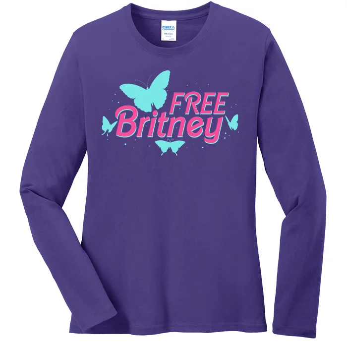 Free Britney Meme Butterflies Ladies Long Sleeve Shirt