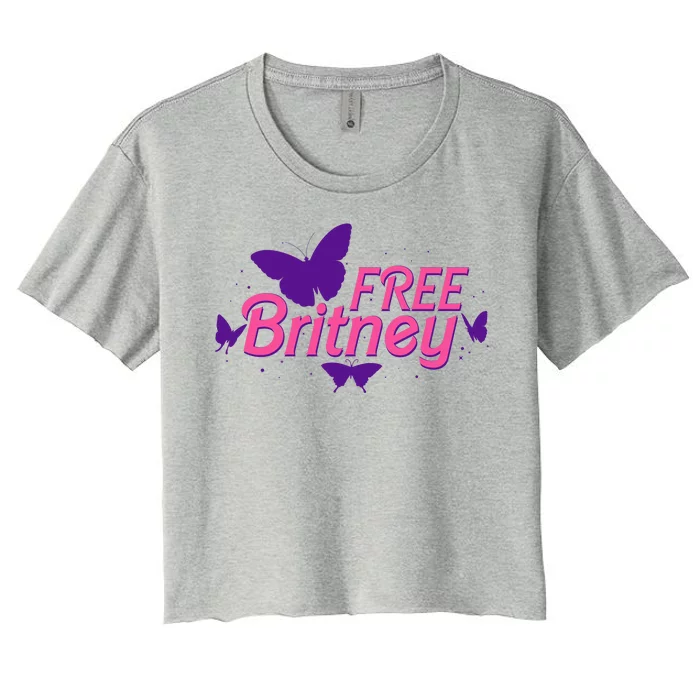 Free Britney Meme Butterflies Women's Crop Top Tee