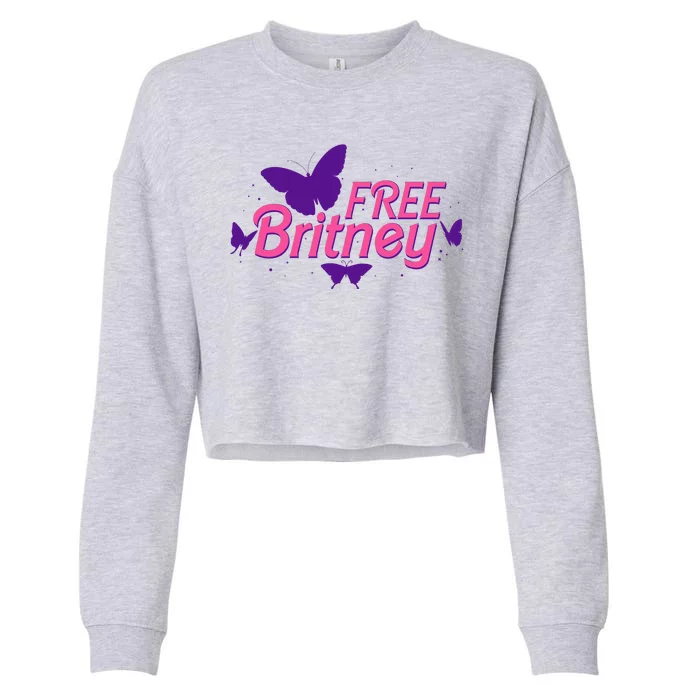 Free Britney Meme Butterflies Cropped Pullover Crew