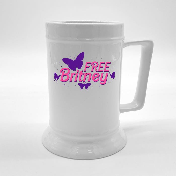 Free Britney Meme Butterflies Front & Back Beer Stein