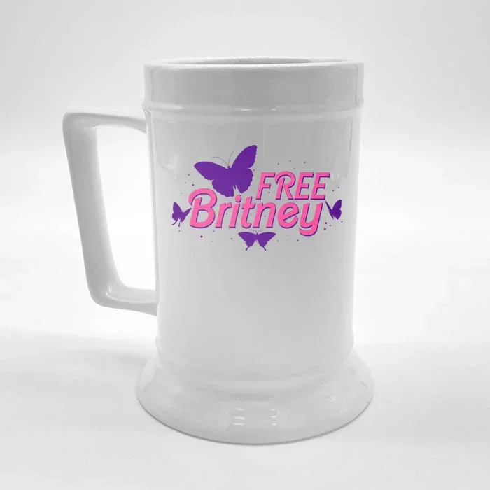 Free Britney Meme Butterflies Front & Back Beer Stein