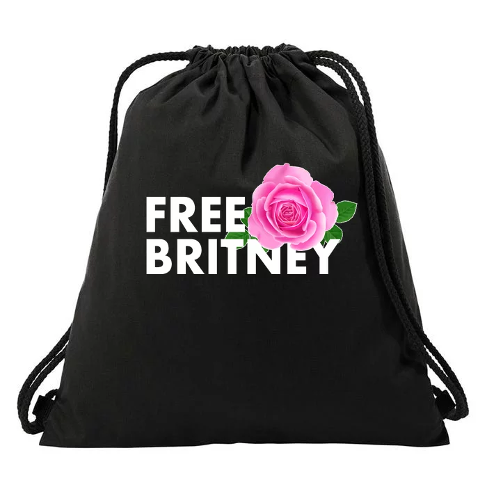 Free Britney Pink Rose Flower Drawstring Bag