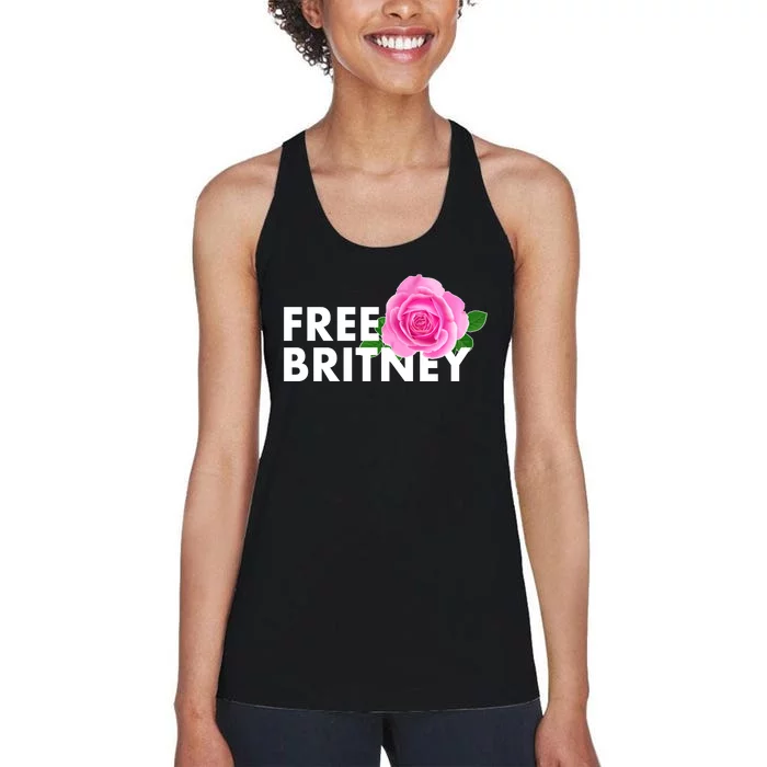 Free Britney Pink Rose Flower Women's Racerback Tank