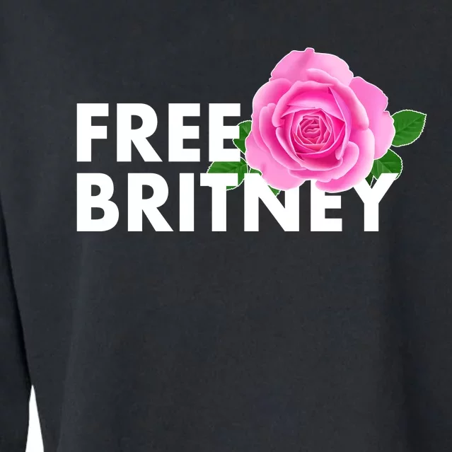 Free Britney Pink Rose Flower Cropped Pullover Crew