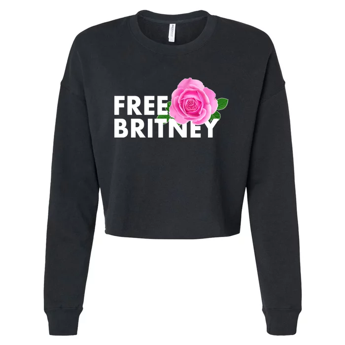 Free Britney Pink Rose Flower Cropped Pullover Crew