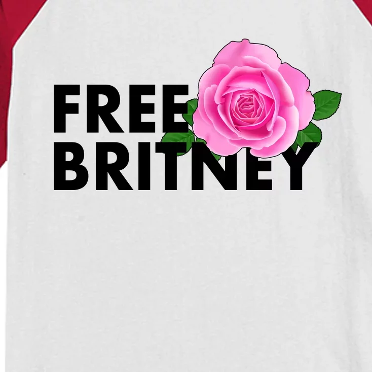 Free Britney Pink Rose Flower Kids Colorblock Raglan Jersey