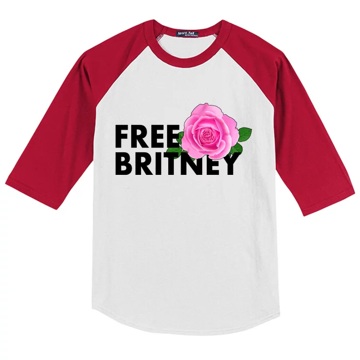 Free Britney Pink Rose Flower Kids Colorblock Raglan Jersey