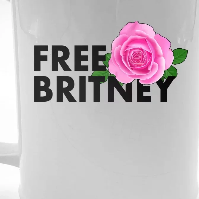 Free Britney Pink Rose Flower Front & Back Beer Stein