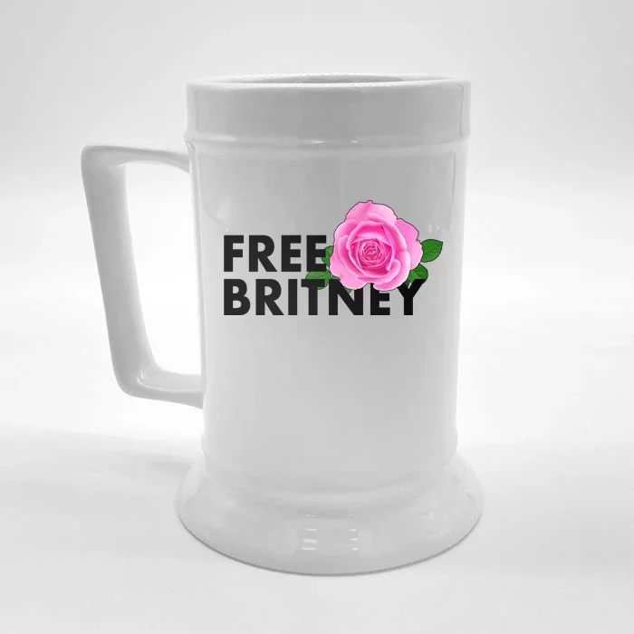 Free Britney Pink Rose Flower Front & Back Beer Stein