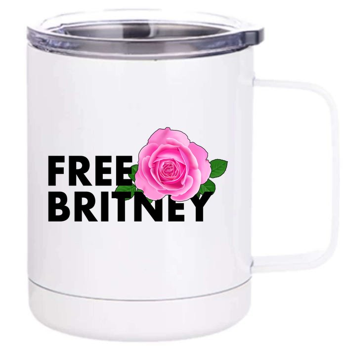 Free Britney Pink Rose Flower Front & Back 12oz Stainless Steel Tumbler Cup