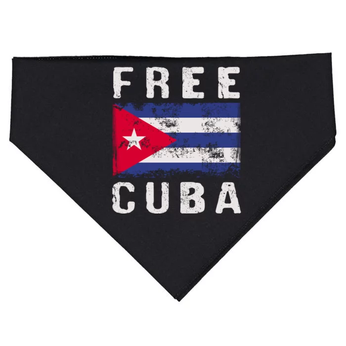 Free Cuba Distressed Flag USA-Made Doggie Bandana