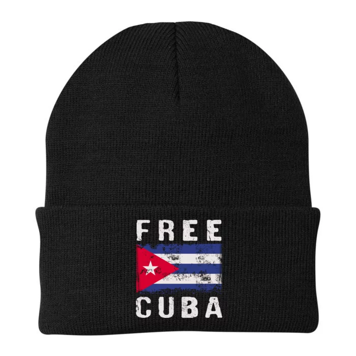 Free Cuba Distressed Flag Knit Cap Winter Beanie