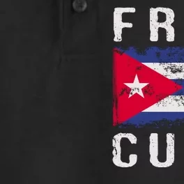 Free Cuba Distressed Flag Dry Zone Grid Performance Polo