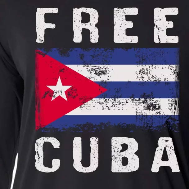 Free Cuba Distressed Flag Cooling Performance Long Sleeve Crew