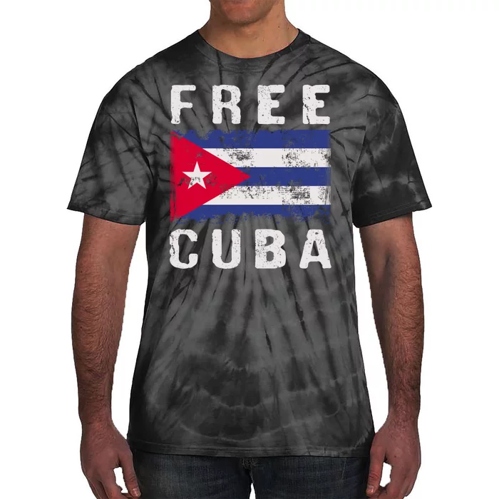 Free Cuba Distressed Flag Tie-Dye T-Shirt