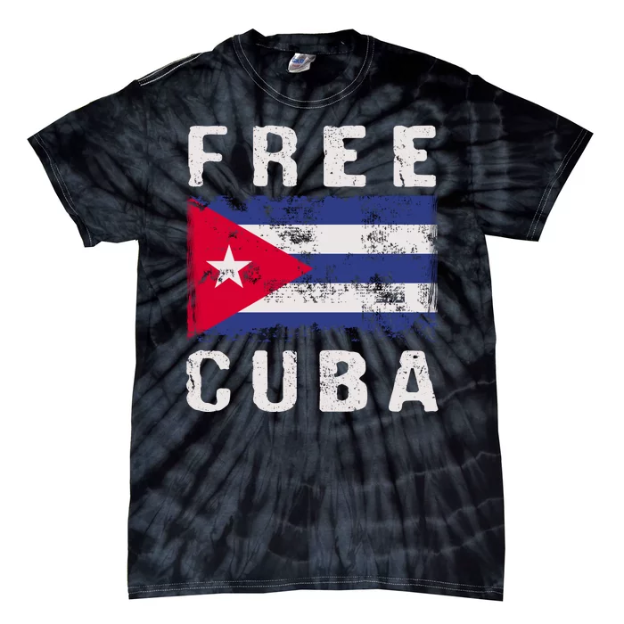 Free Cuba Distressed Flag Tie-Dye T-Shirt