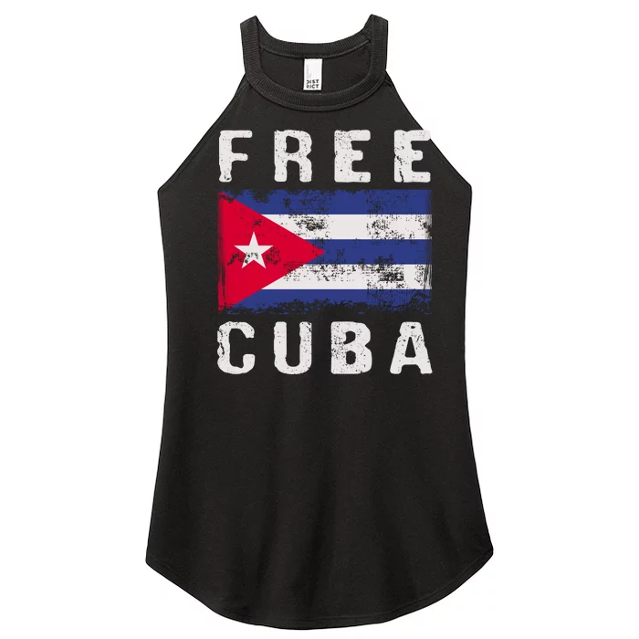 Free Cuba Distressed Flag Women’s Perfect Tri Rocker Tank