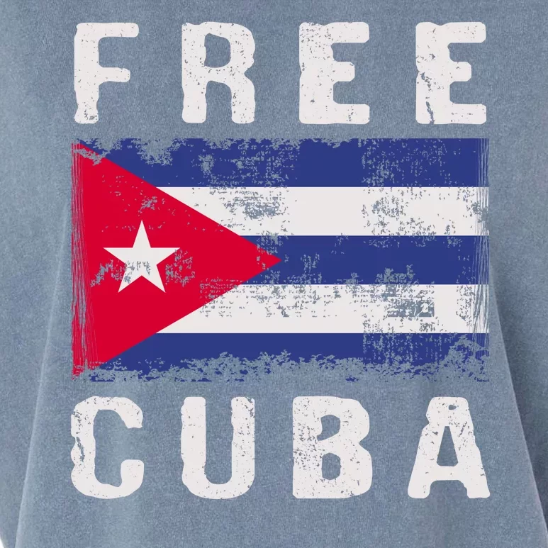 Free Cuba Distressed Flag Garment-Dyed Women's Muscle Tee