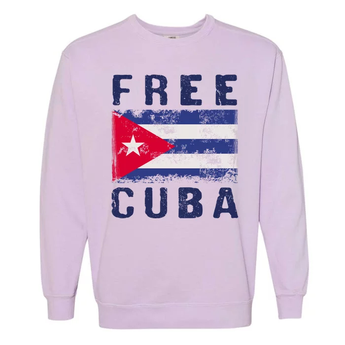 Free Cuba Distressed Flag Garment-Dyed Sweatshirt