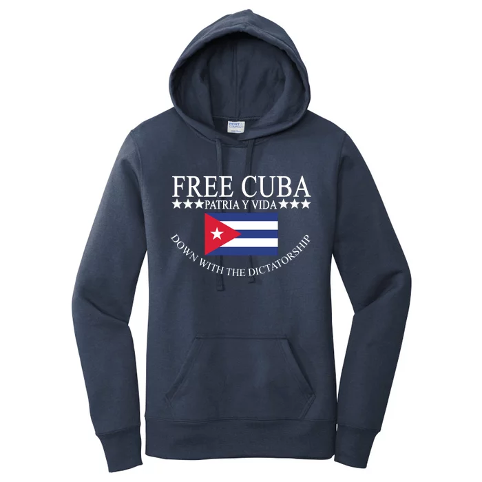 Free Cuba Down With The Dictatorship Women's Pullover Hoodie