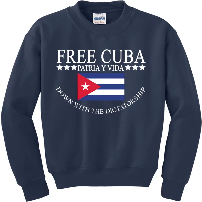 Free Cuba Down With The Dictatorship Kids Sweatshirt