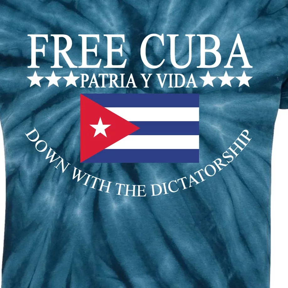 Free Cuba Down With The Dictatorship Kids Tie-Dye T-Shirt