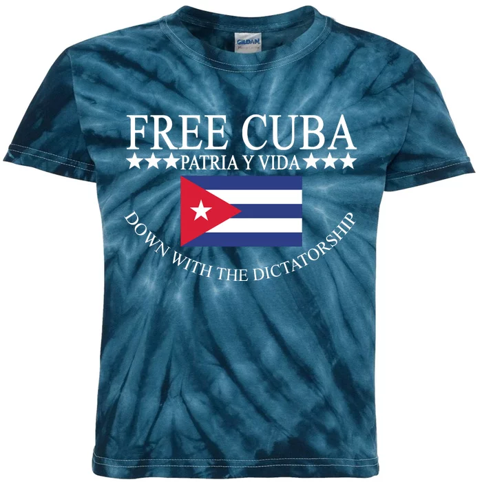 Free Cuba Down With The Dictatorship Kids Tie-Dye T-Shirt