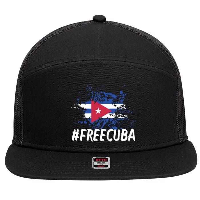 Free Cuba Flag 7 Panel Mesh Trucker Snapback Hat