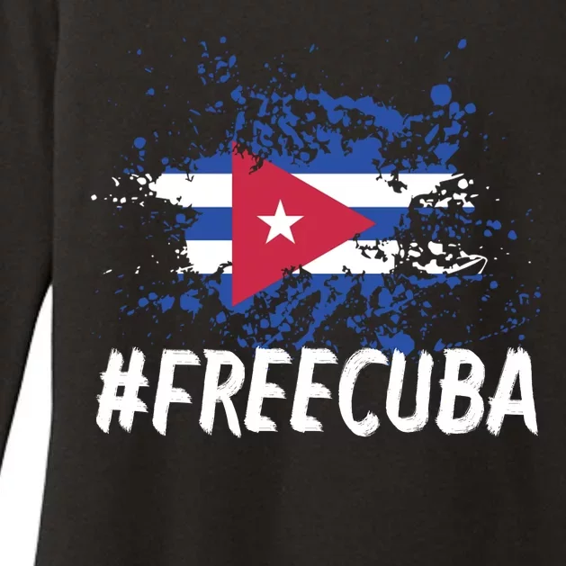 Free Cuba Flag Womens CVC Long Sleeve Shirt