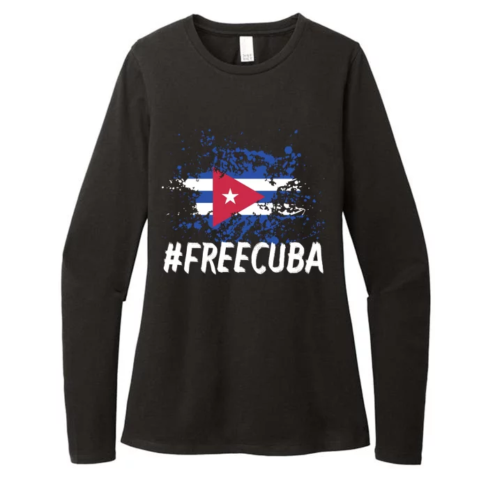 Free Cuba Flag Womens CVC Long Sleeve Shirt