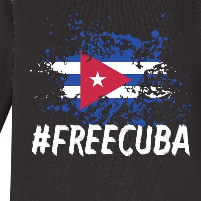 Free Cuba Flag Baby Long Sleeve Bodysuit