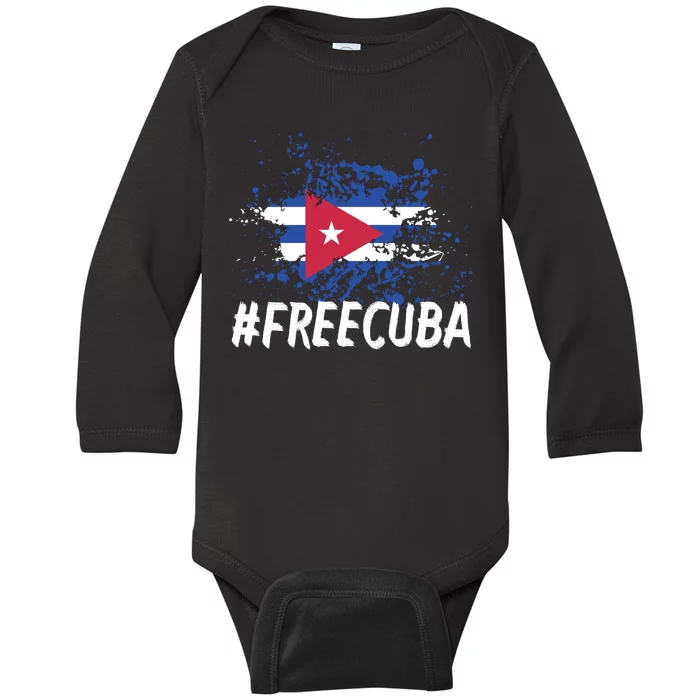 Free Cuba Flag Baby Long Sleeve Bodysuit