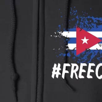 Free Cuba Flag Full Zip Hoodie