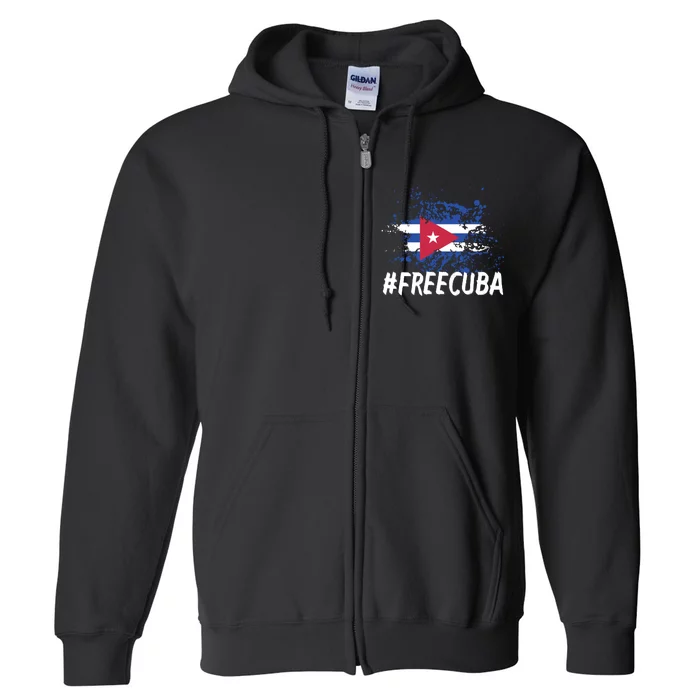 Free Cuba Flag Full Zip Hoodie