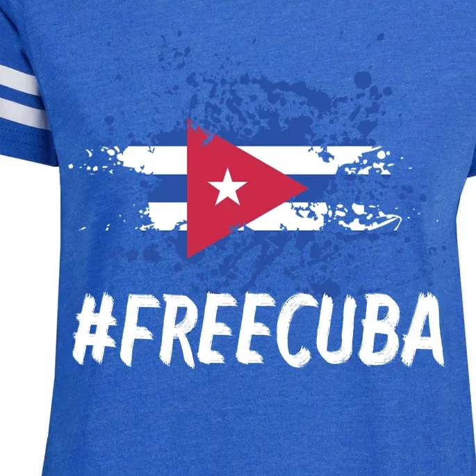 Free Cuba Flag Enza Ladies Jersey Football T-Shirt