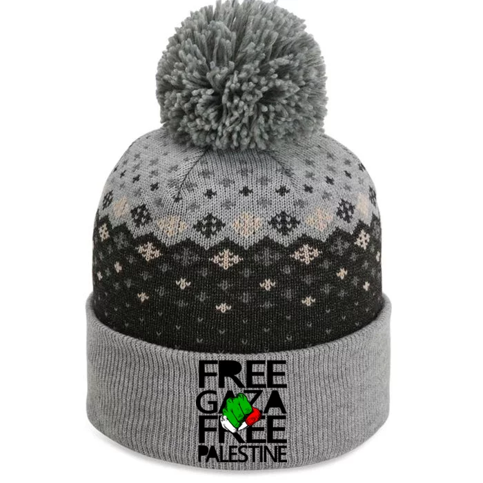 Free Gaza And Palestine Fist The Baniff Cuffed Pom Beanie