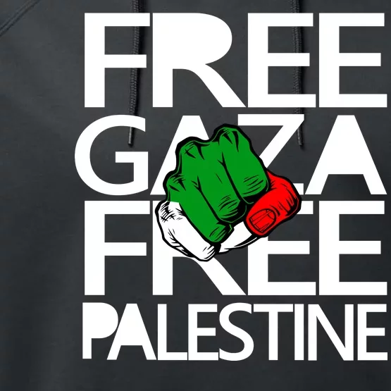 Free Gaza And Palestine Fist Performance Fleece Hoodie