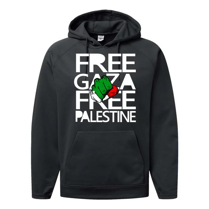 Free Gaza And Palestine Fist Performance Fleece Hoodie