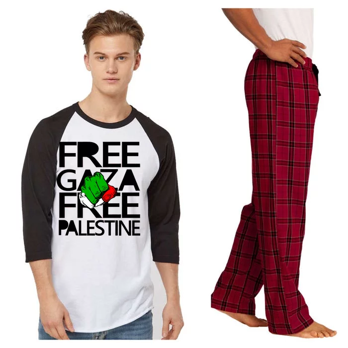 Free Gaza And Palestine Fist Raglan Sleeve Pajama Set