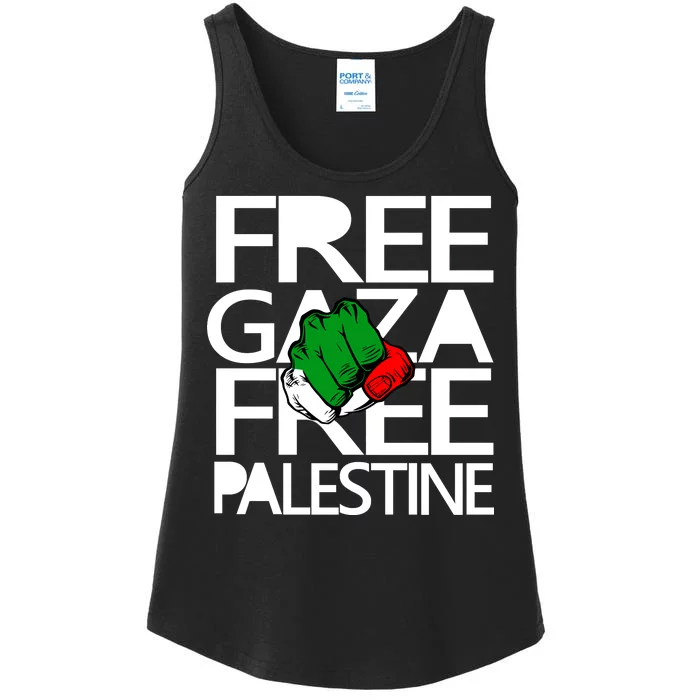 Free Gaza And Palestine Fist Ladies Essential Tank