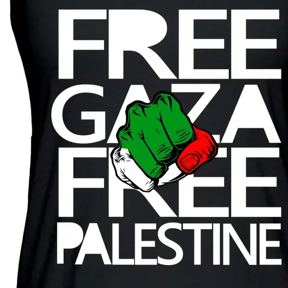 Free Gaza And Palestine Fist Ladies Essential Flowy Tank