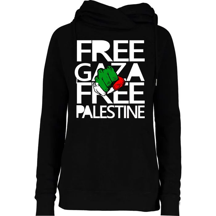 Free Gaza And Palestine Fist Womens Funnel Neck Pullover Hood