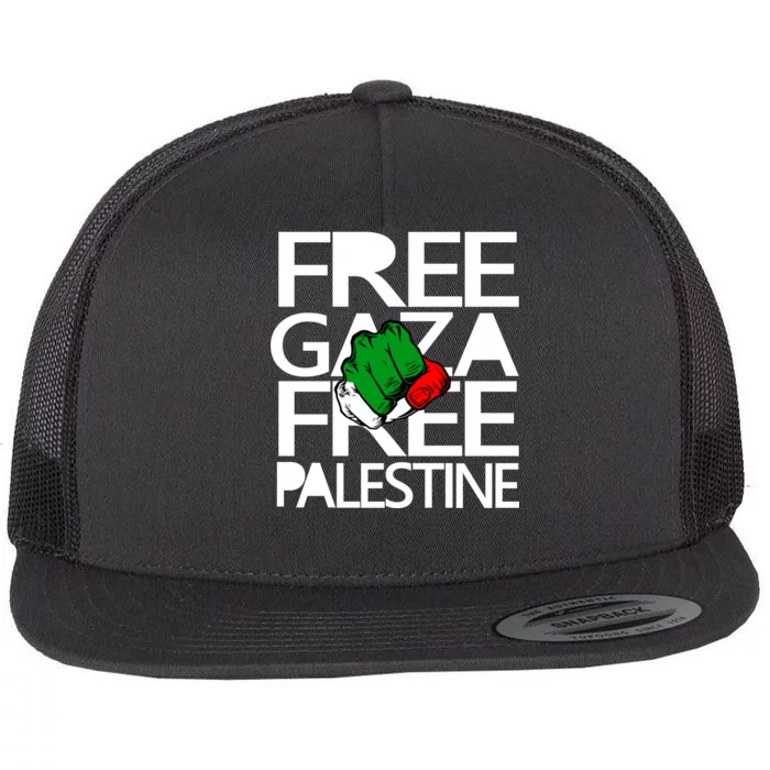 Free Gaza And Palestine Fist Flat Bill Trucker Hat