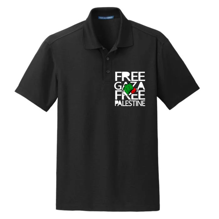 Free Gaza And Palestine Fist Dry Zone Grid Performance Polo