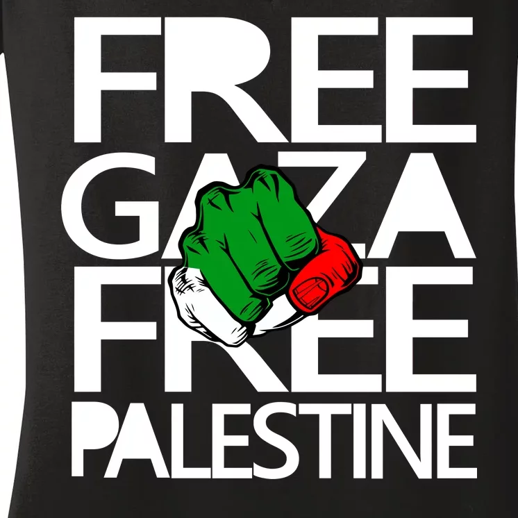 Free Gaza And Palestine Fist Women's V-Neck T-Shirt