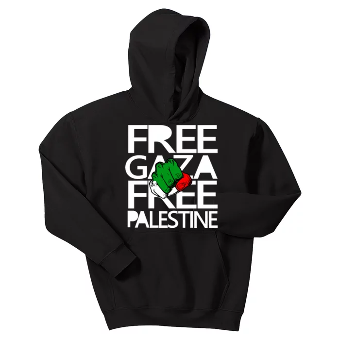 Free Gaza And Palestine Fist Kids Hoodie