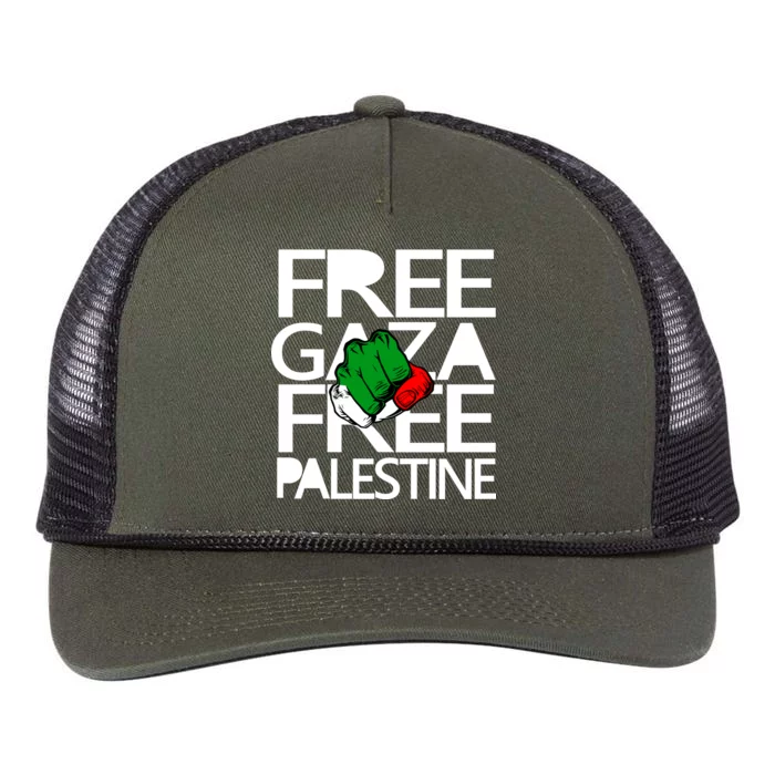 Free Gaza And Palestine Fist Retro Rope Trucker Hat Cap