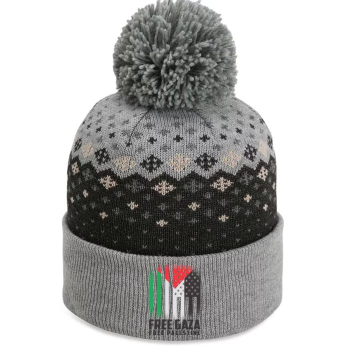 Free Gaza Free Palestine US Palestine Flag colors The Baniff Cuffed Pom Beanie