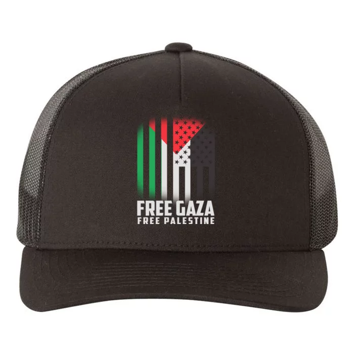 Free Gaza Free Palestine US Palestine Flag colors Yupoong Adult 5-Panel Trucker Hat